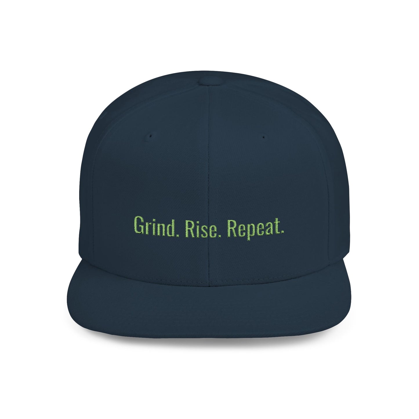 Text Grind Rise Repeat Flat Bill Snapback – Lightweight, Custom Fit, Premium Quality