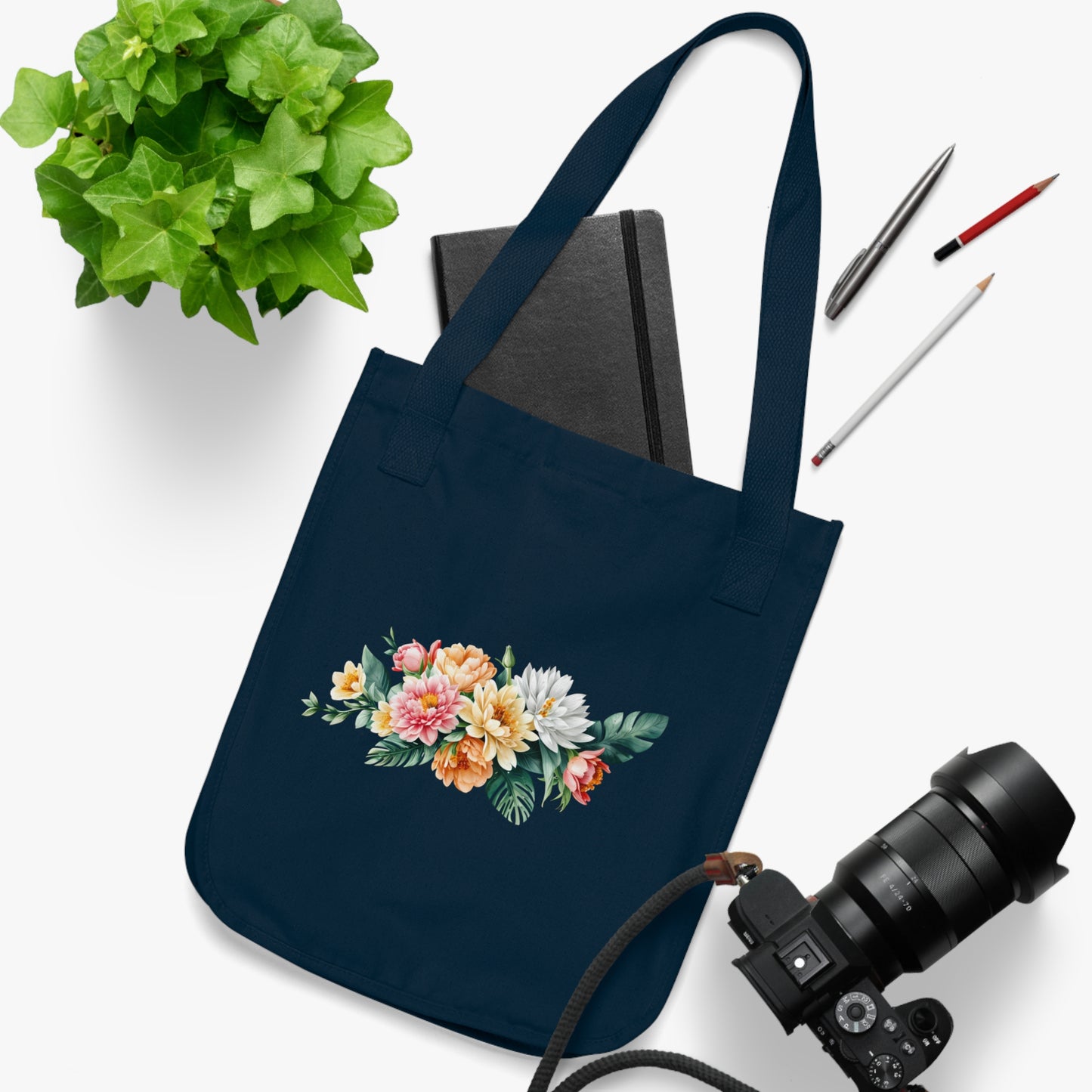 Flowers Stunning Floral Organic Canvas Tote Bag - Eco-Friendly Carryall for Everyday Use
