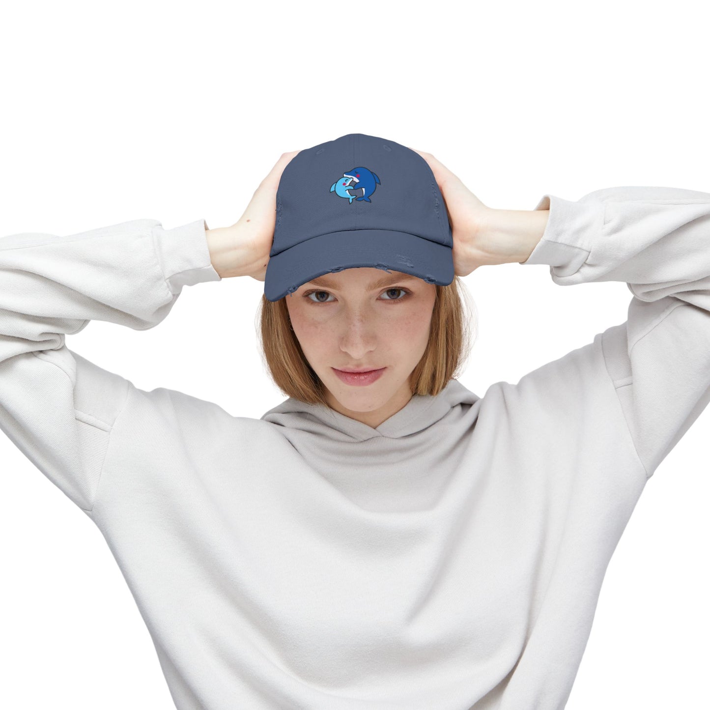 Dolphin Couple Vintage Distressed Dad Hat Unisex Adjustable Cotton Twill Baseball Cap for Casual Everyday Wear