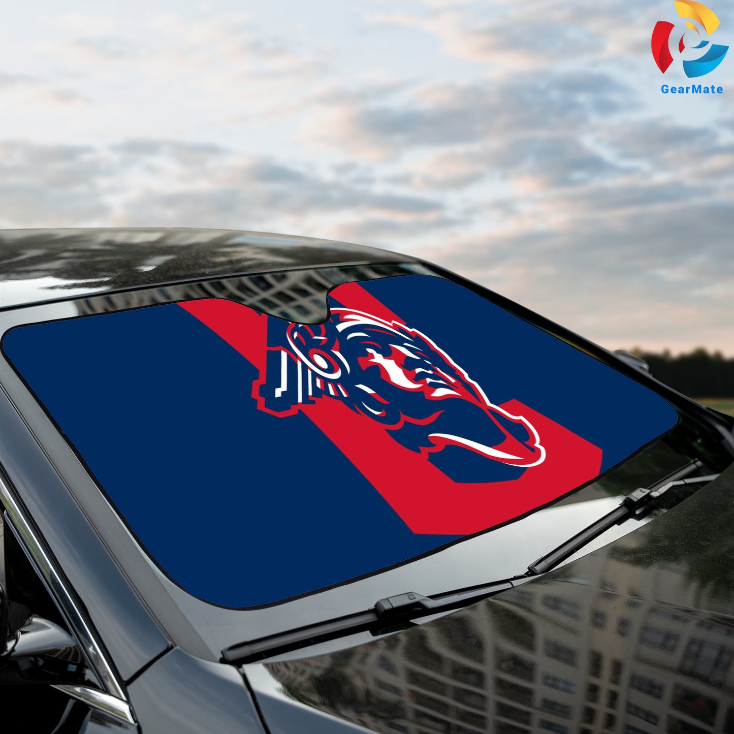 Cleveland Guardians MLB Game Day Ready Background Reflective Car Sunshade – Premium Heat & UV Protection, Universal Fit