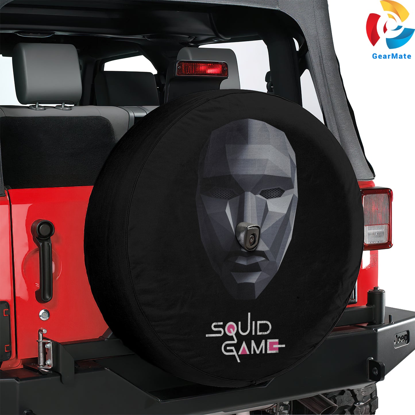 Squid Game Face Mask Spare Tire Cover – Premium Waterproof UV Resistant Protector
