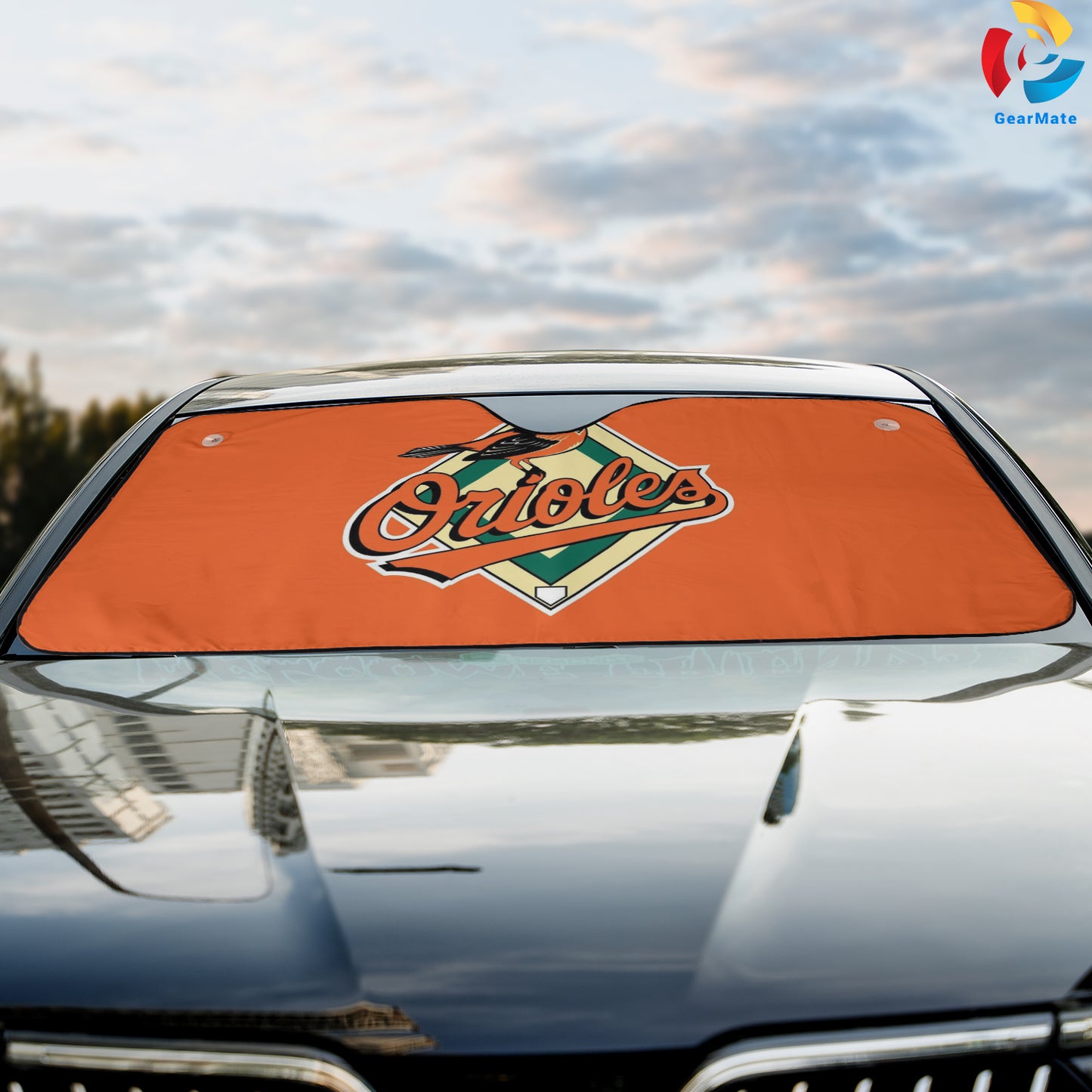 Baltimore Orioles MLB Organe Original Reflective Car Sunshade – Premium Heat & UV Protection, Universal Fit