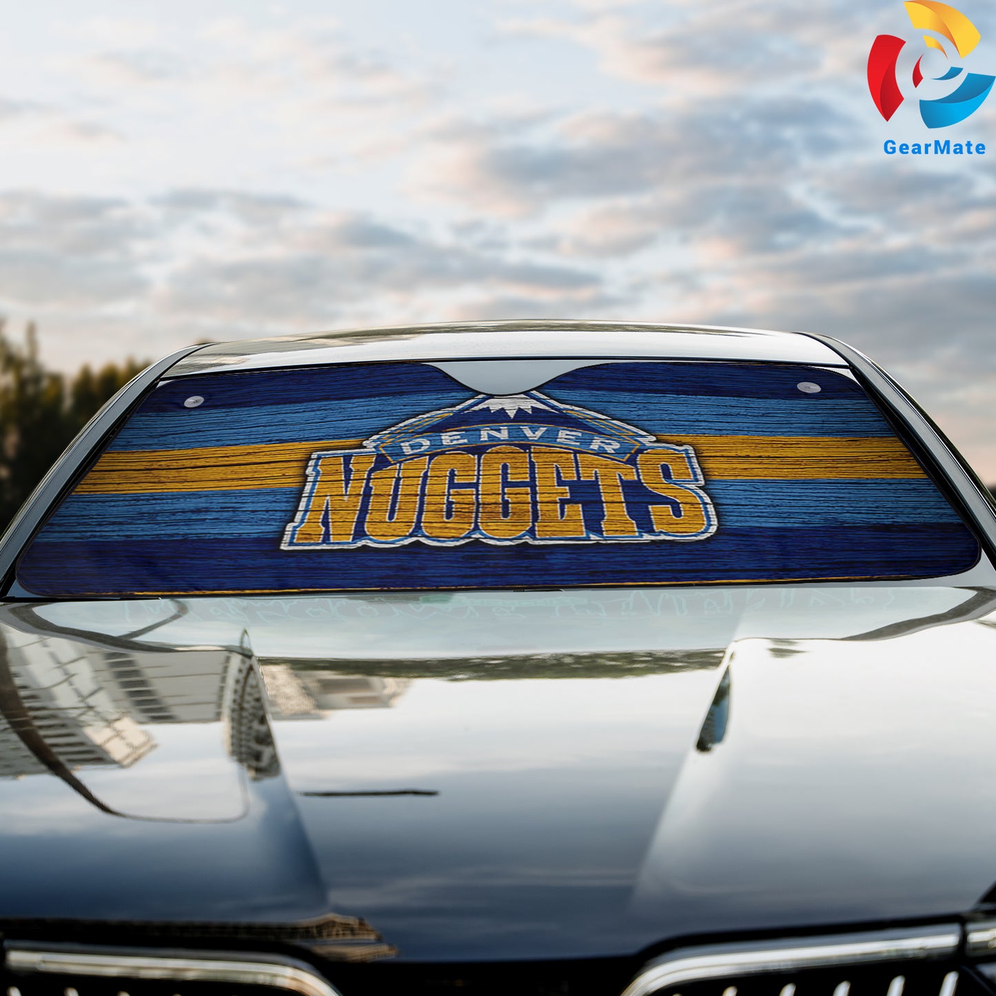 Basketball Stripe Denver Nuggets Team Logo Reflective Car Sunshade – Premium Heat & UV Protection, Universal Fit
