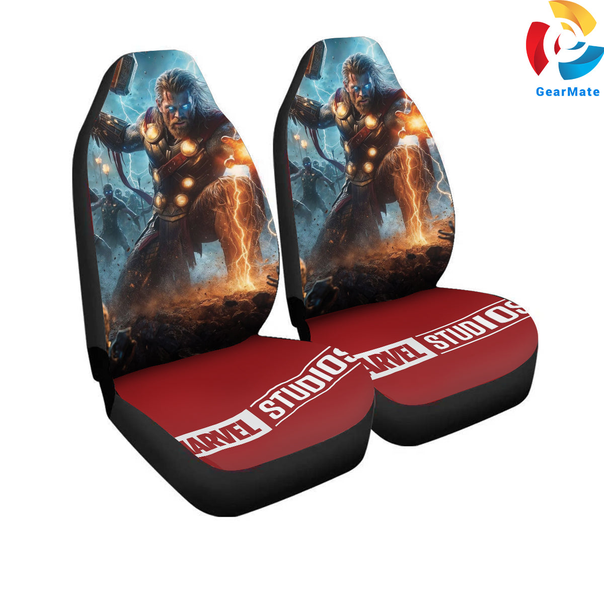 Marvel Thor Action Car Seat Covers – High Quality Graphic and Polar Fleece Protector Set