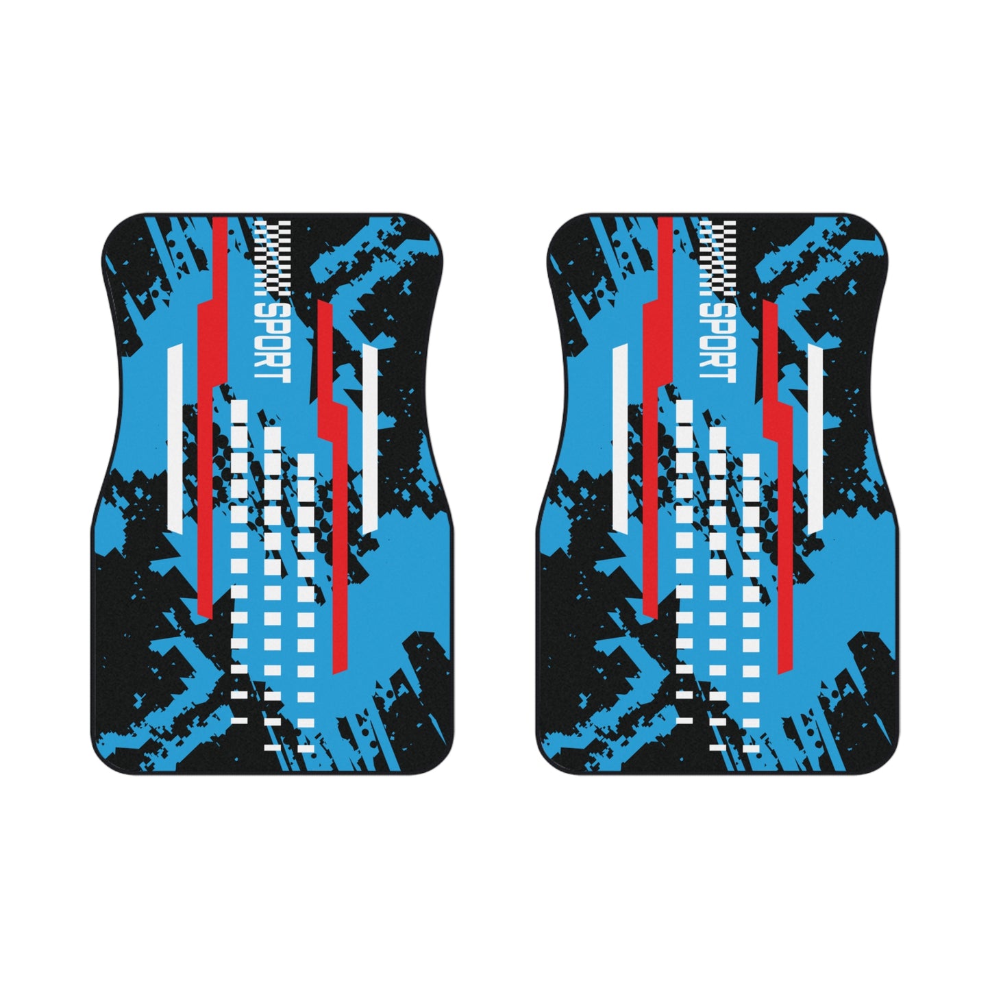 Sport Racing Sport White Car Floor Mats – 2-Piece Front Set, Durable & Stylish, Universal Fit