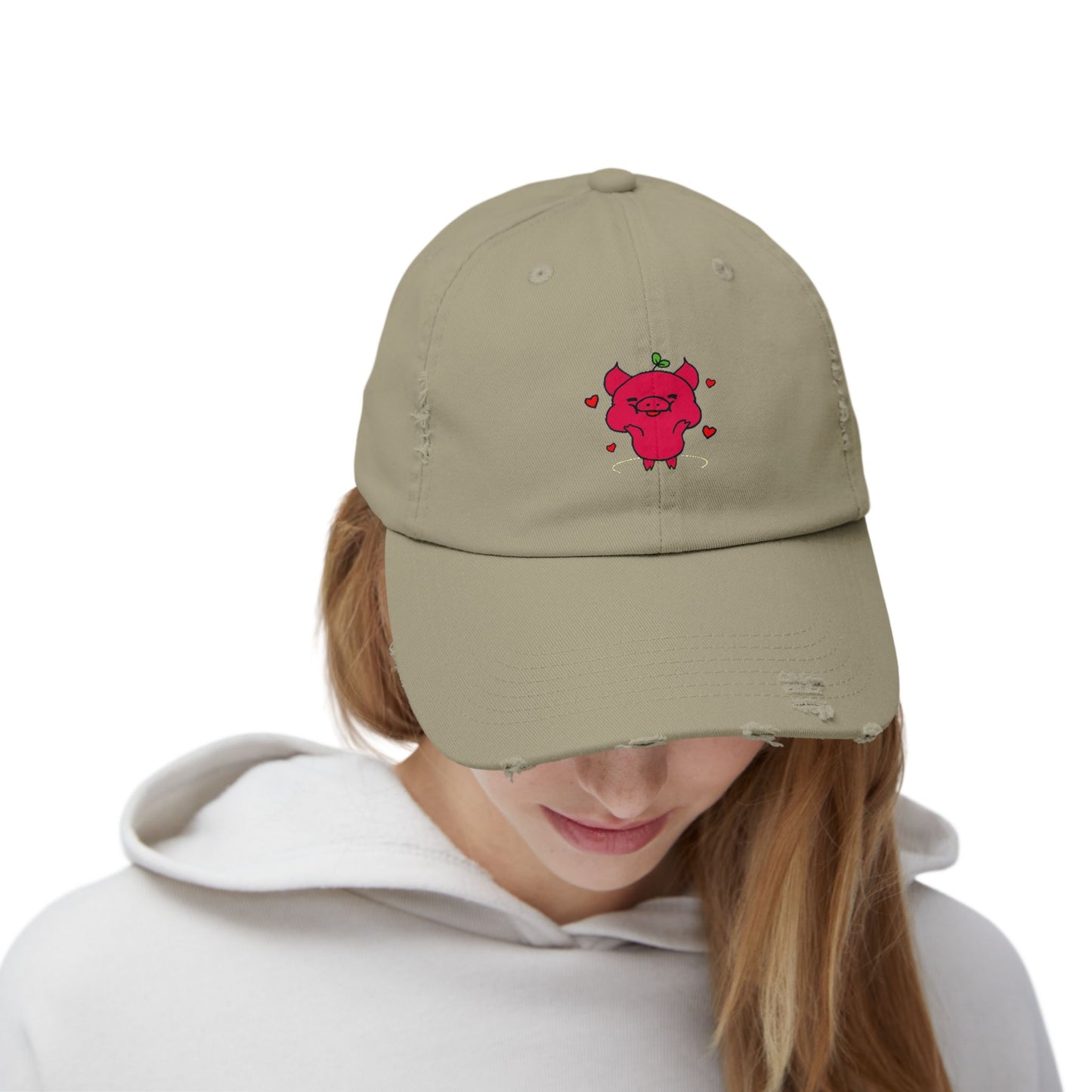 Pig Vintage Distressed Dad Hat Unisex Adjustable Cotton Twill Baseball Cap for Casual Everyday Wear