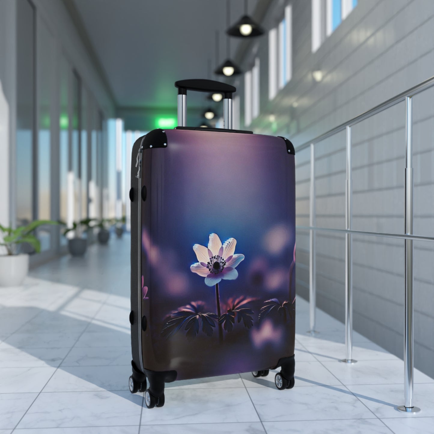 Nature Flowers Floral Blue and Pink Art Carry-On Suitcase - Stylish Luggage for Travelers