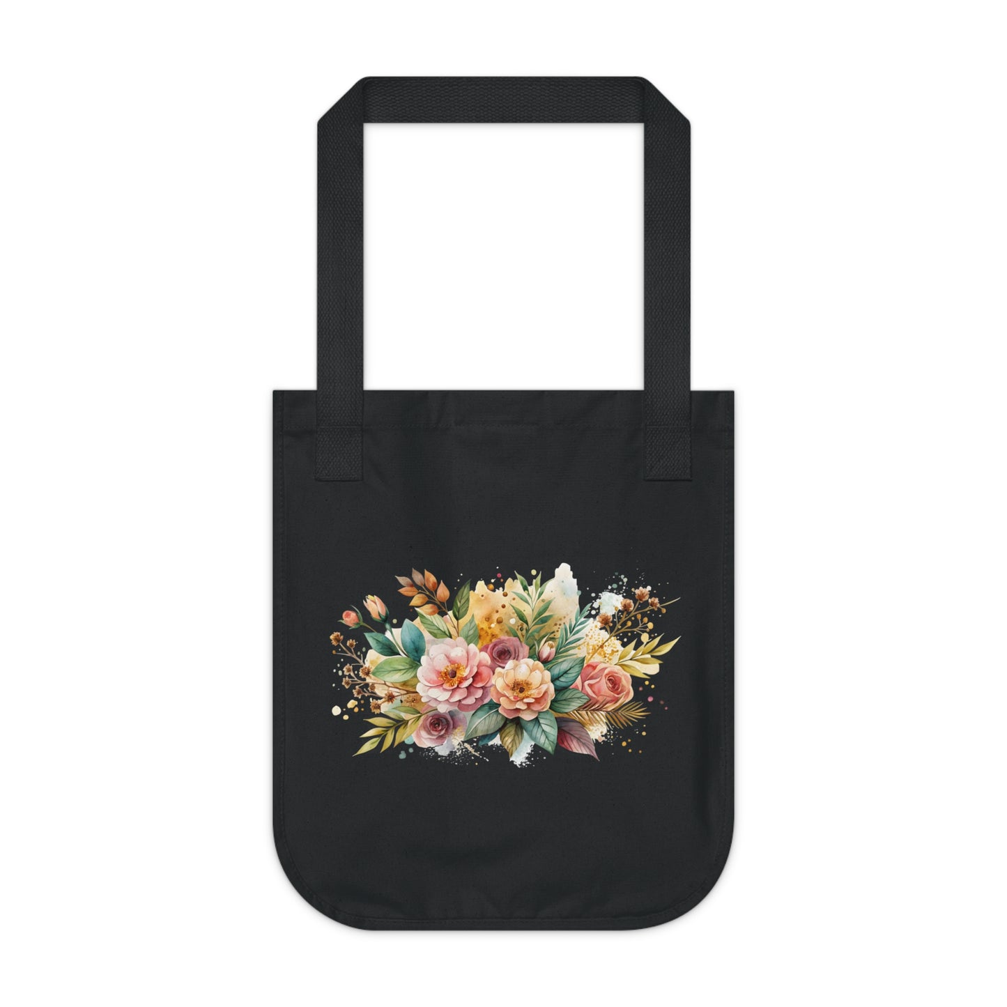 Flowers Watercolor Arrangement Floral Organic Canvas Tote Bag - Eco-Friendly Carryall for Everyday Use