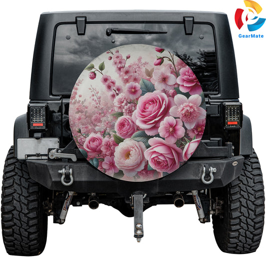 Pink FLowers Spare Tire Cover – Premium Waterproof UV Resistant Protector