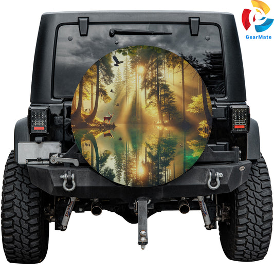 Nature Reflection Forest Trees Wildlife Spare Tire Cover – Premium Waterproof UV Resistant Protector