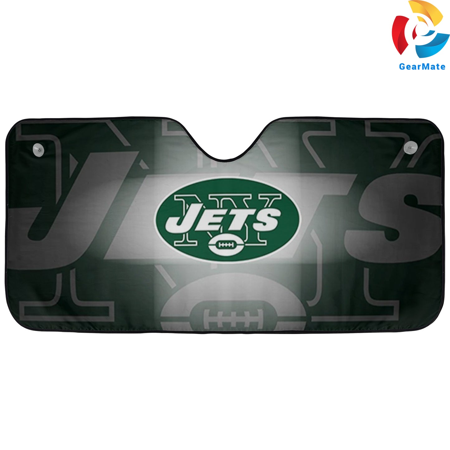 New York Jets NFL Football Logo Shadow Car Cover Reflective Car Sunshade – Premium Heat & UV Protection, Universal Fit
