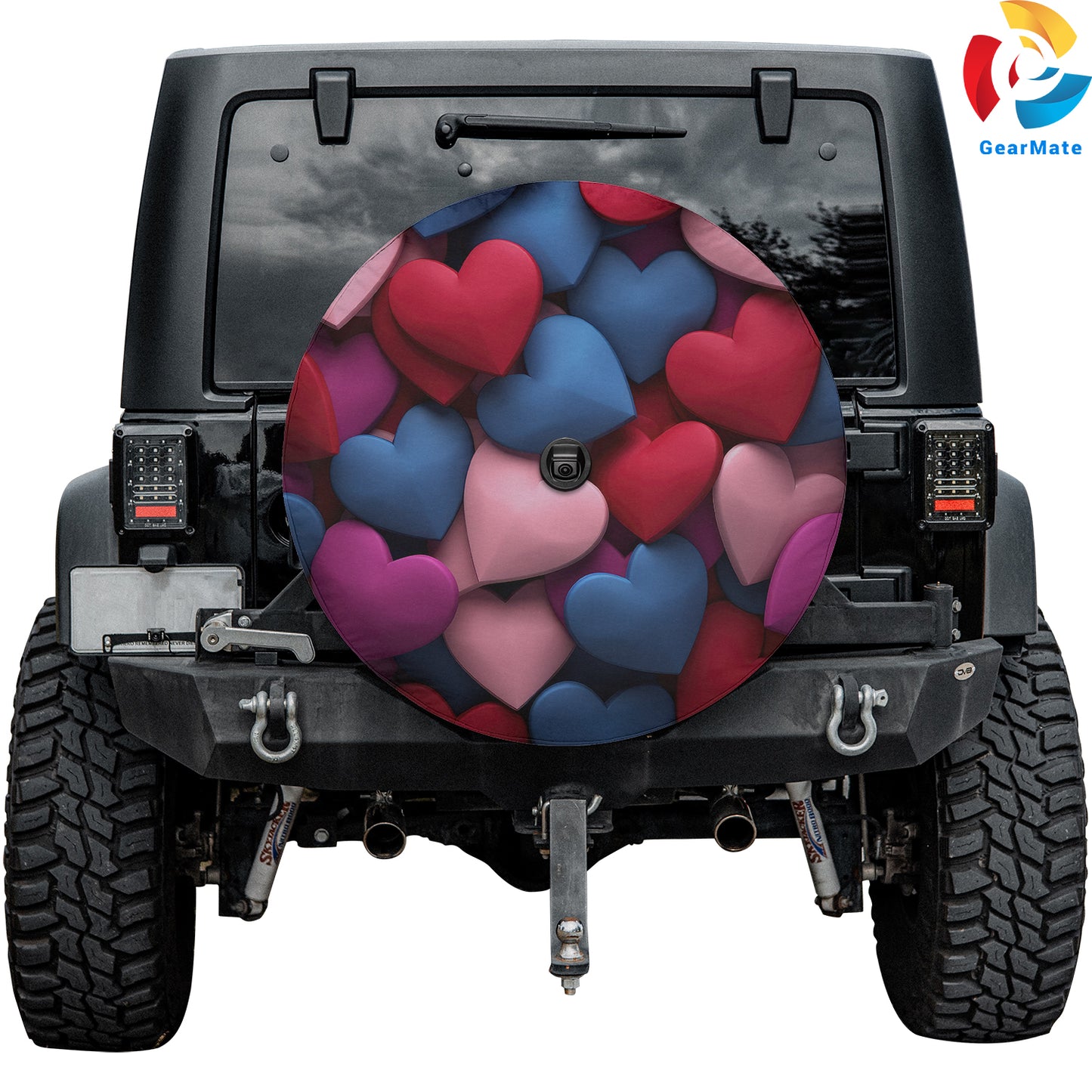 Valentine Colorful Hearts Spare Tire Cover – Premium Waterproof UV Resistant Protector