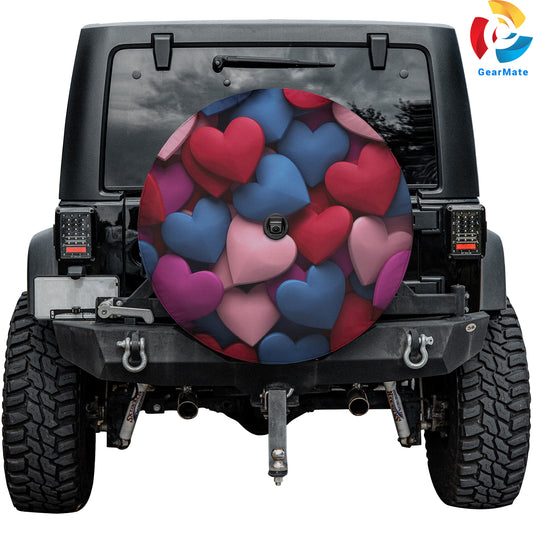 Valentine Colorful Hearts Spare Tire Cover – Premium Waterproof UV Resistant Protector