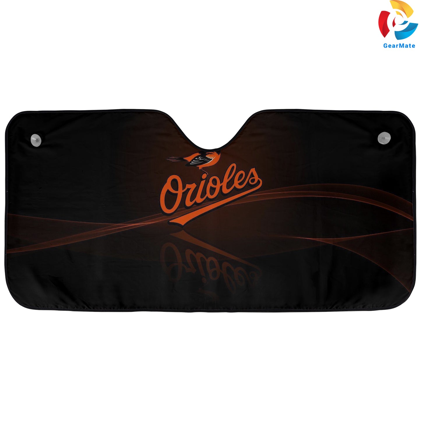 Baltimore Orioles MLB Graphic Black Reflective Car Sunshade – Premium Heat & UV Protection, Universal Fit