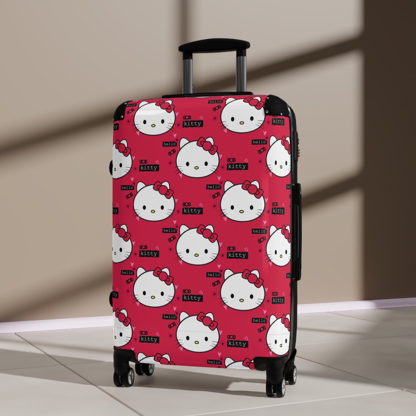 Abstract Kitty Pattern Art Carry-On Suitcase - Stylish Luggage for Travelers