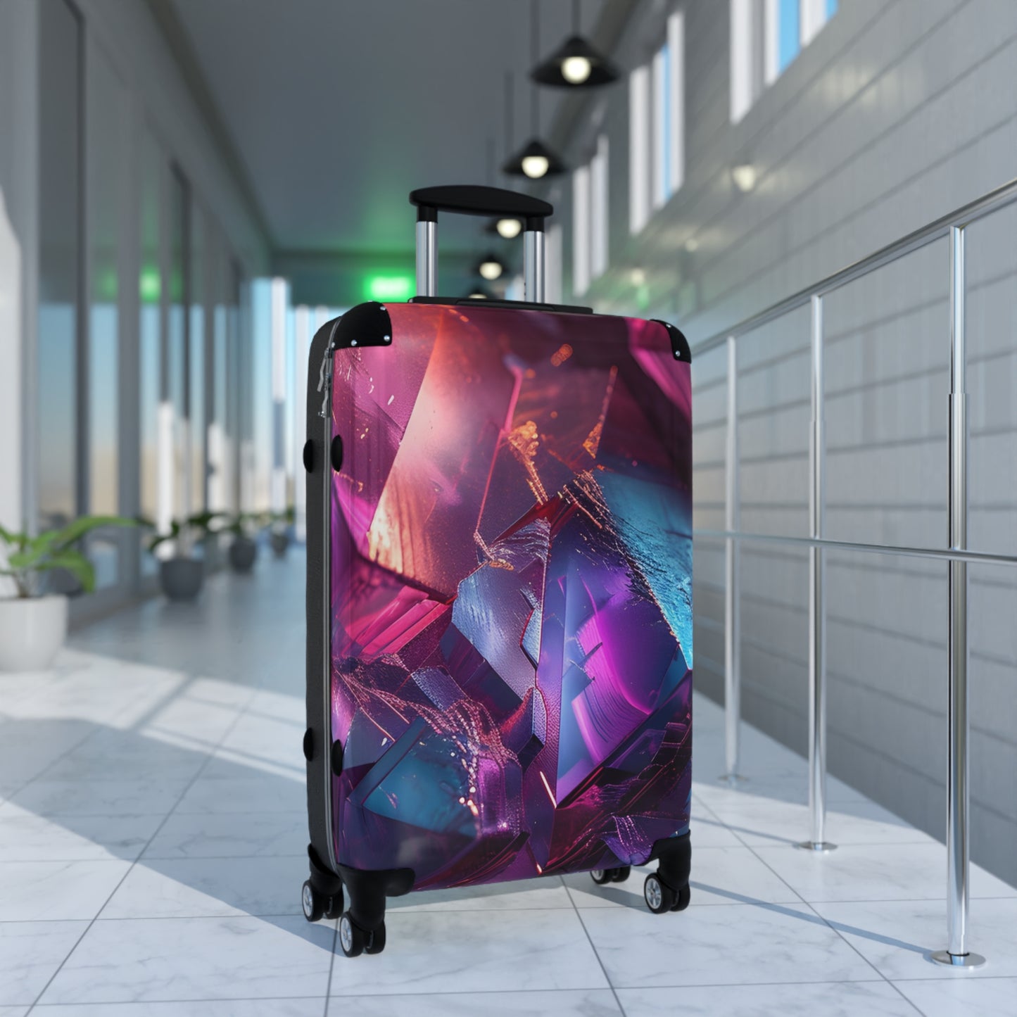 Abstract Colorful Crystal Art Carry-On Suitcase - Stylish Luggage for Travelers
