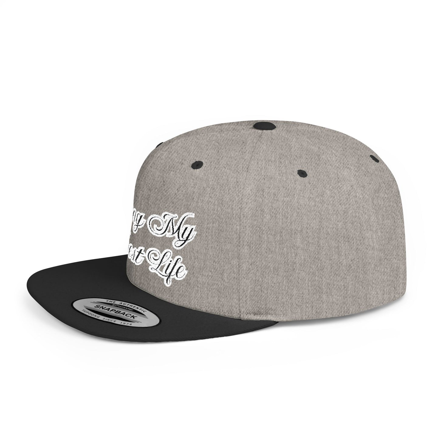 Text Living My Best Life Flat Bill Snapback – Lightweight, Custom Fit, Premium Quality