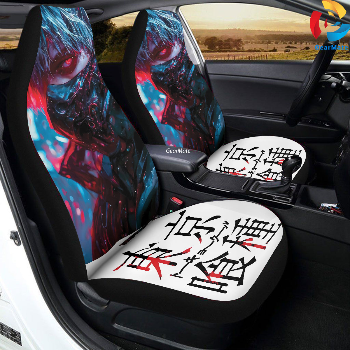 Tokyo Ghoul Dark Blue Car Seat Covers – High Quality Graphic and Polar Fleece Protector Set