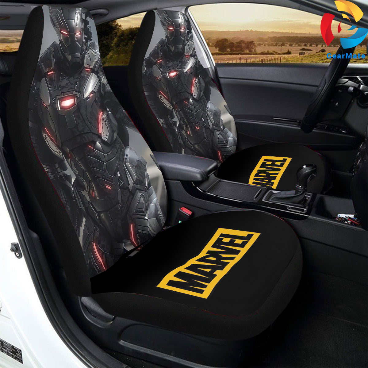 Marvel War Machine Car Seat Covers – High Quality Graphic and Polar Fleece Protector Set