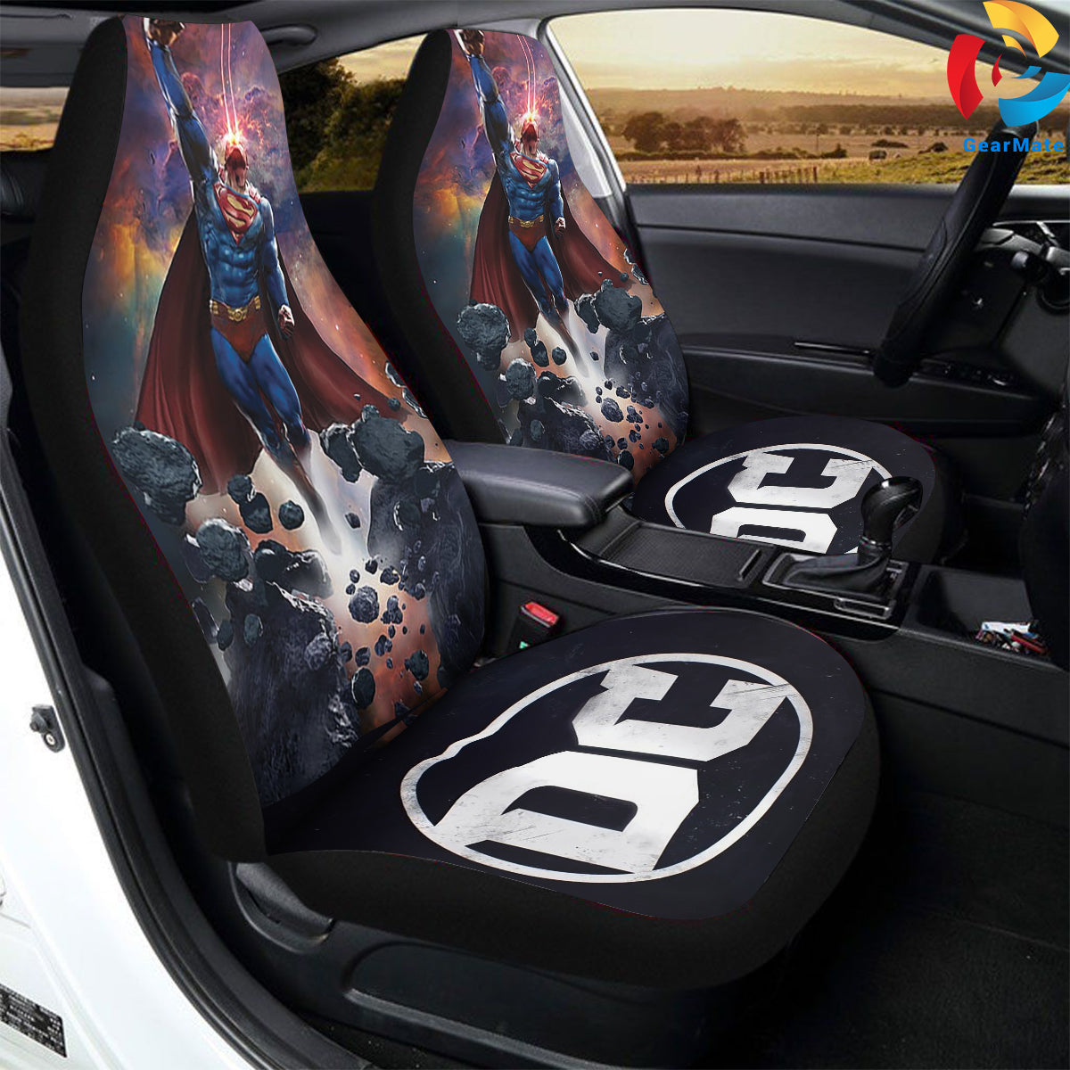 Superman Fly DC Car Seat Covers – High Quality Graphic and Polar Fleece Protector Set