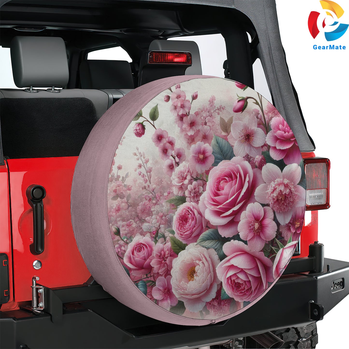 Pink FLowers Spare Tire Cover – Premium Waterproof UV Resistant Protector