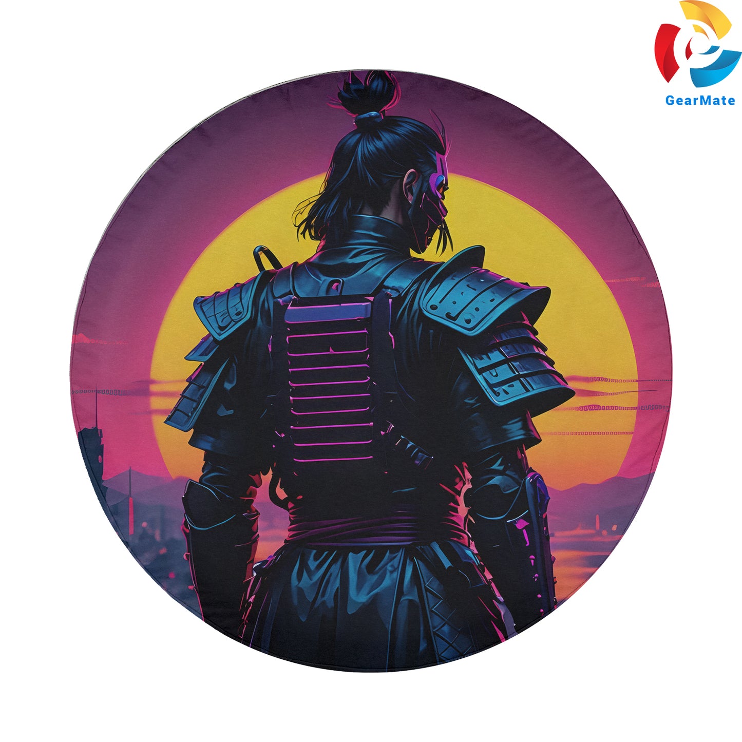 Cyberpunk Samurai Sci-Fi Spare Tire Cover – Premium Waterproof UV Resistant Protector