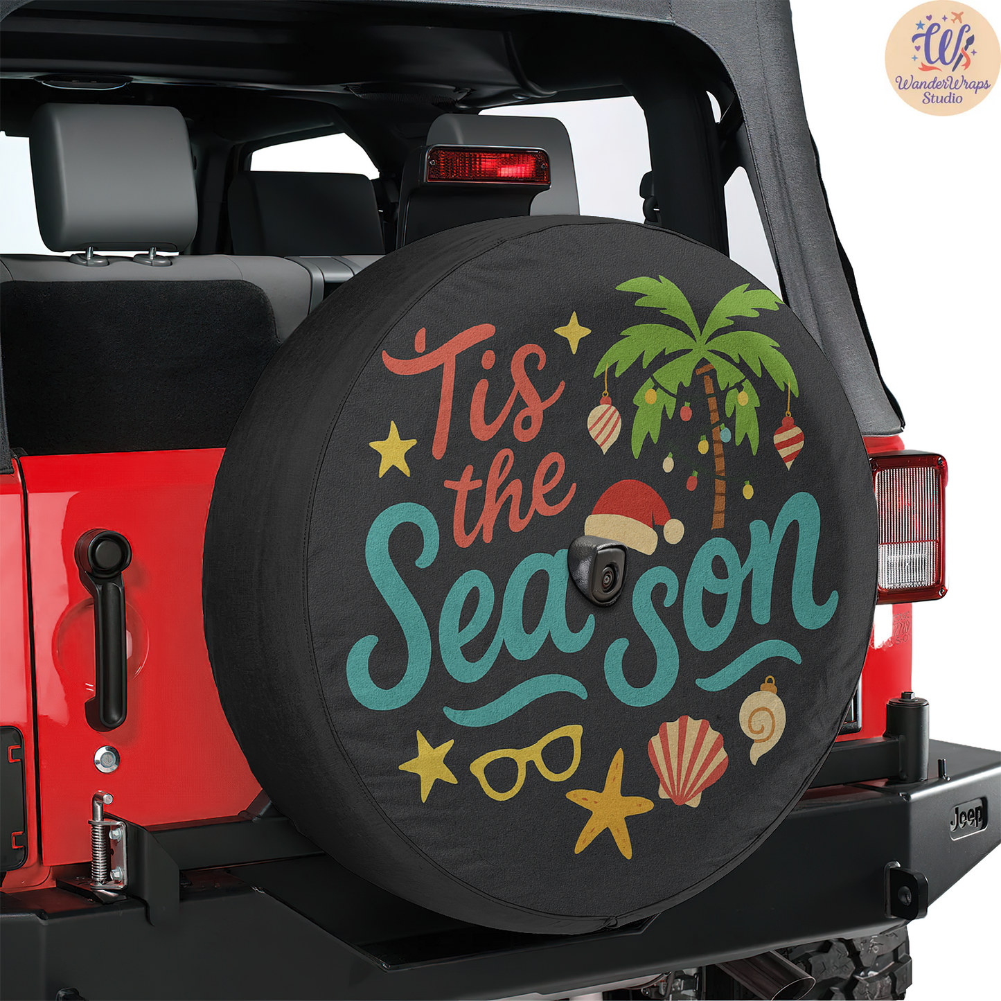 Tis The Season Spare Tire Cover – Waterproof UV Resistant Protector with Camera Hole