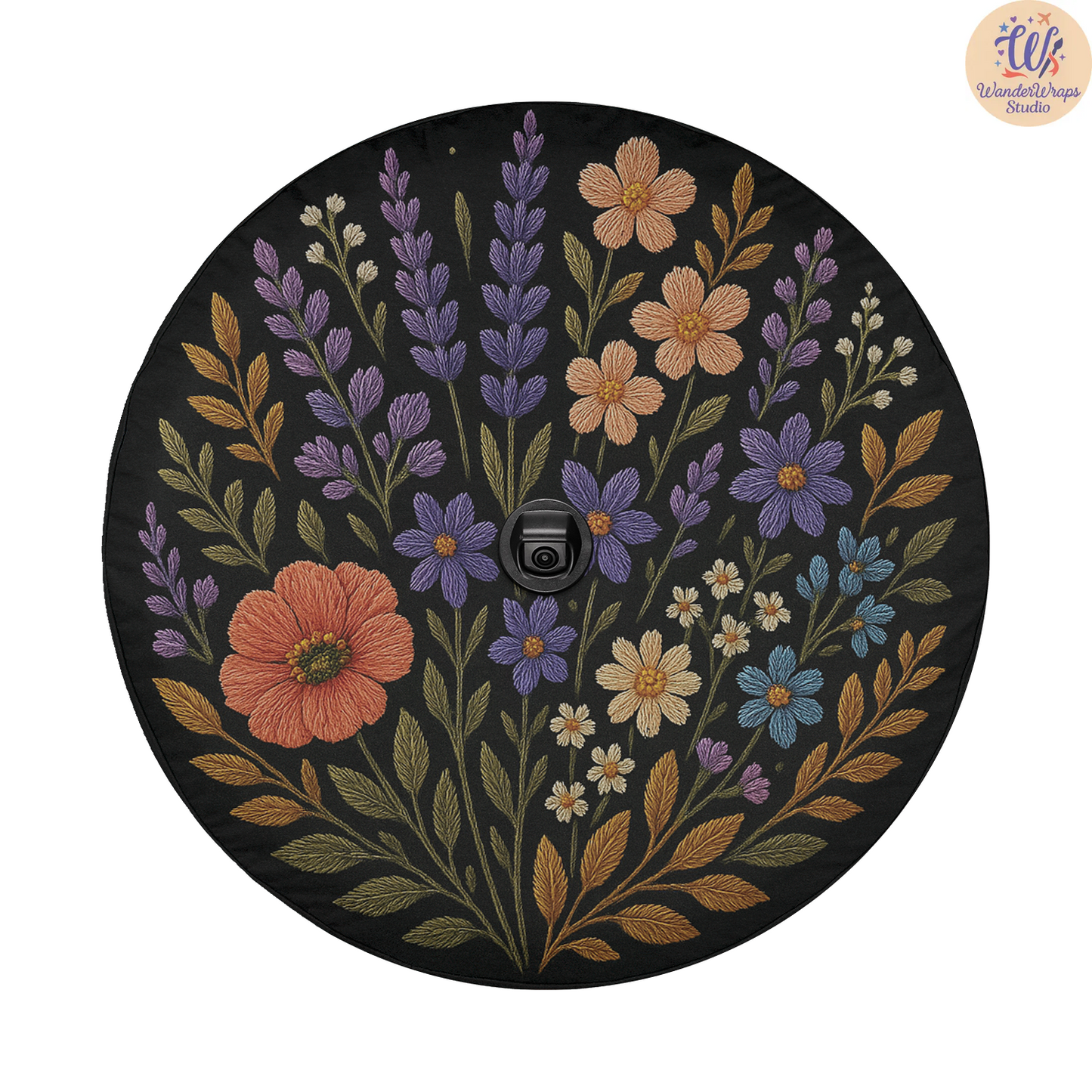 Vibrant Wildflowers Spare Tire Cover – Waterproof UV Resistant Protector with Camera Hole