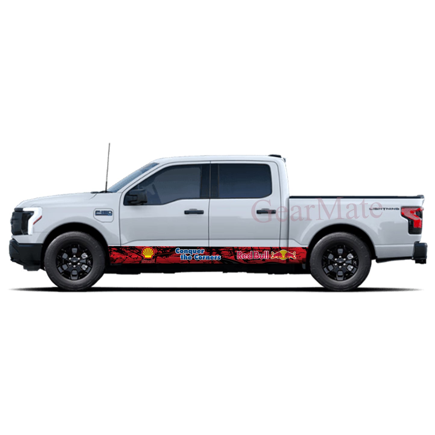 Conquer the Corners Red Bull Rocker Panel Graphic Decal Kit (Left & Right Sides) - High Quality Vinyl for Trucks & SUVs