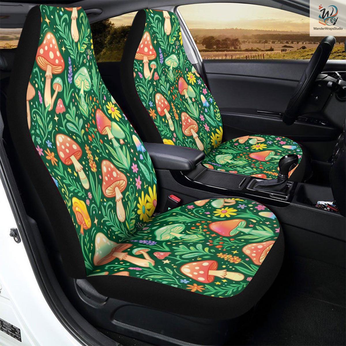Mushroom Garden Car Seat Covers – High Quality Graphic and Polar Fleece Protector Set