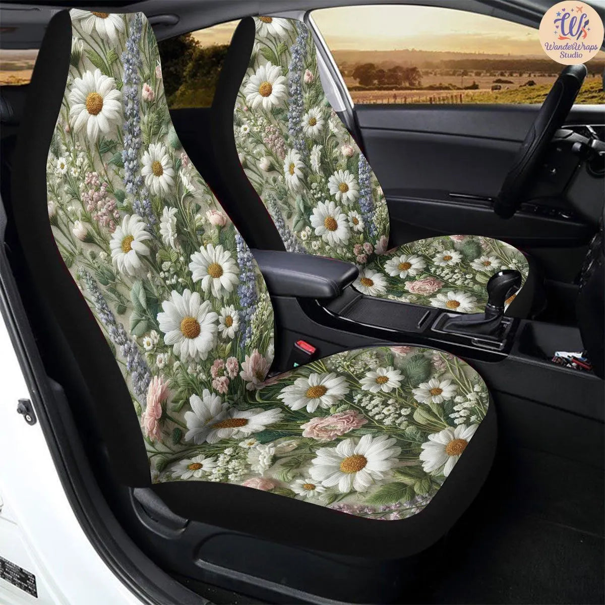 Cottage Garden Car Seat Covers – High Quality Graphic and Polar Fleece Protector Set