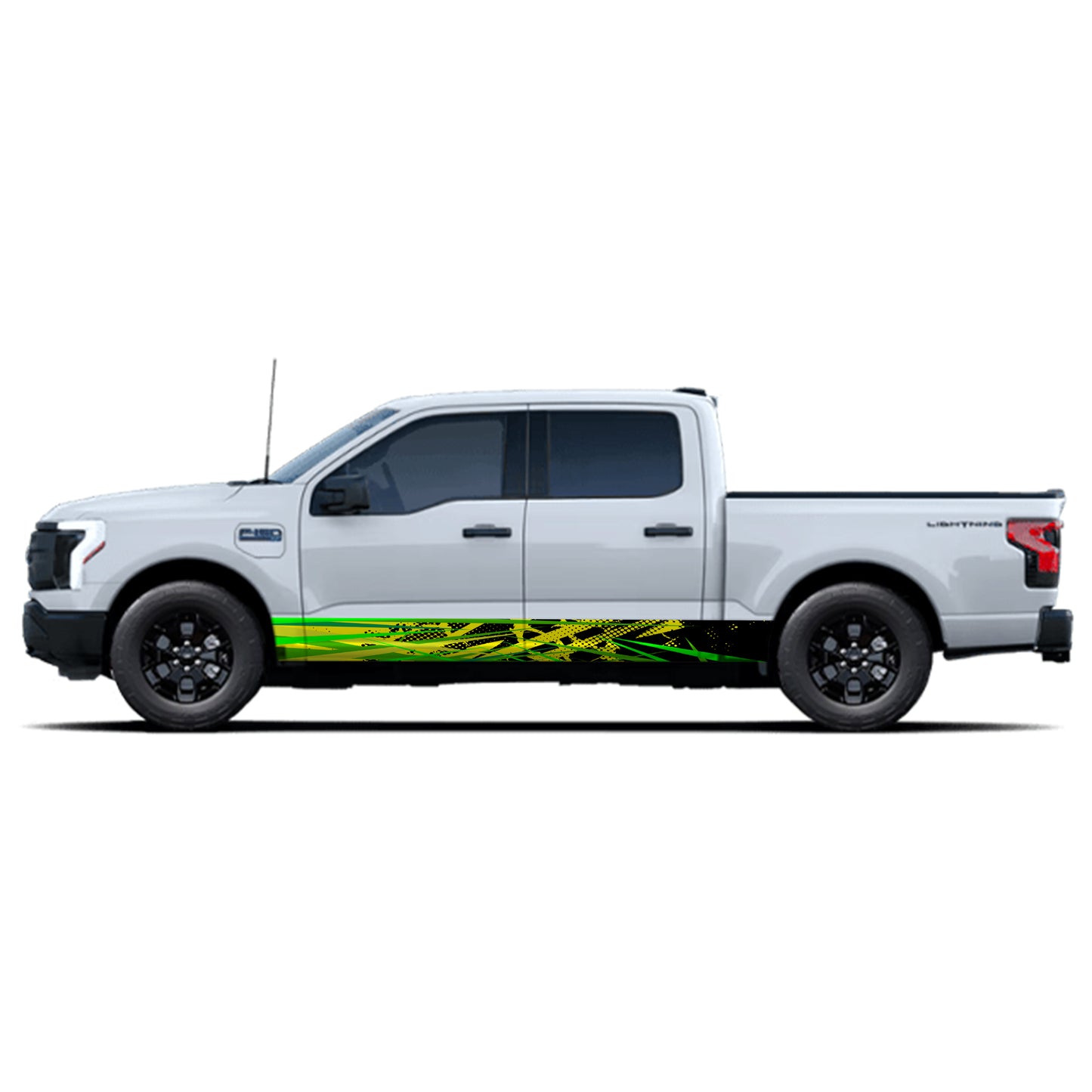 Green Yellow Stripes Rocker Panel Graphic Decal Kit (Left & Right Sides) - High Quality Vinyl for Trucks & SUVs