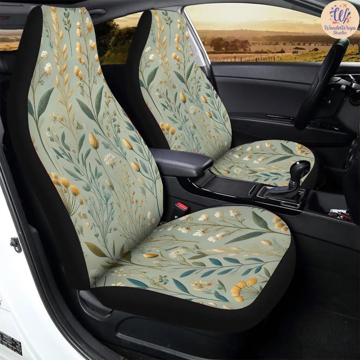 Delicate Meadow Toss Car Seat Covers – High Quality Graphic and Polar Fleece Protector Set