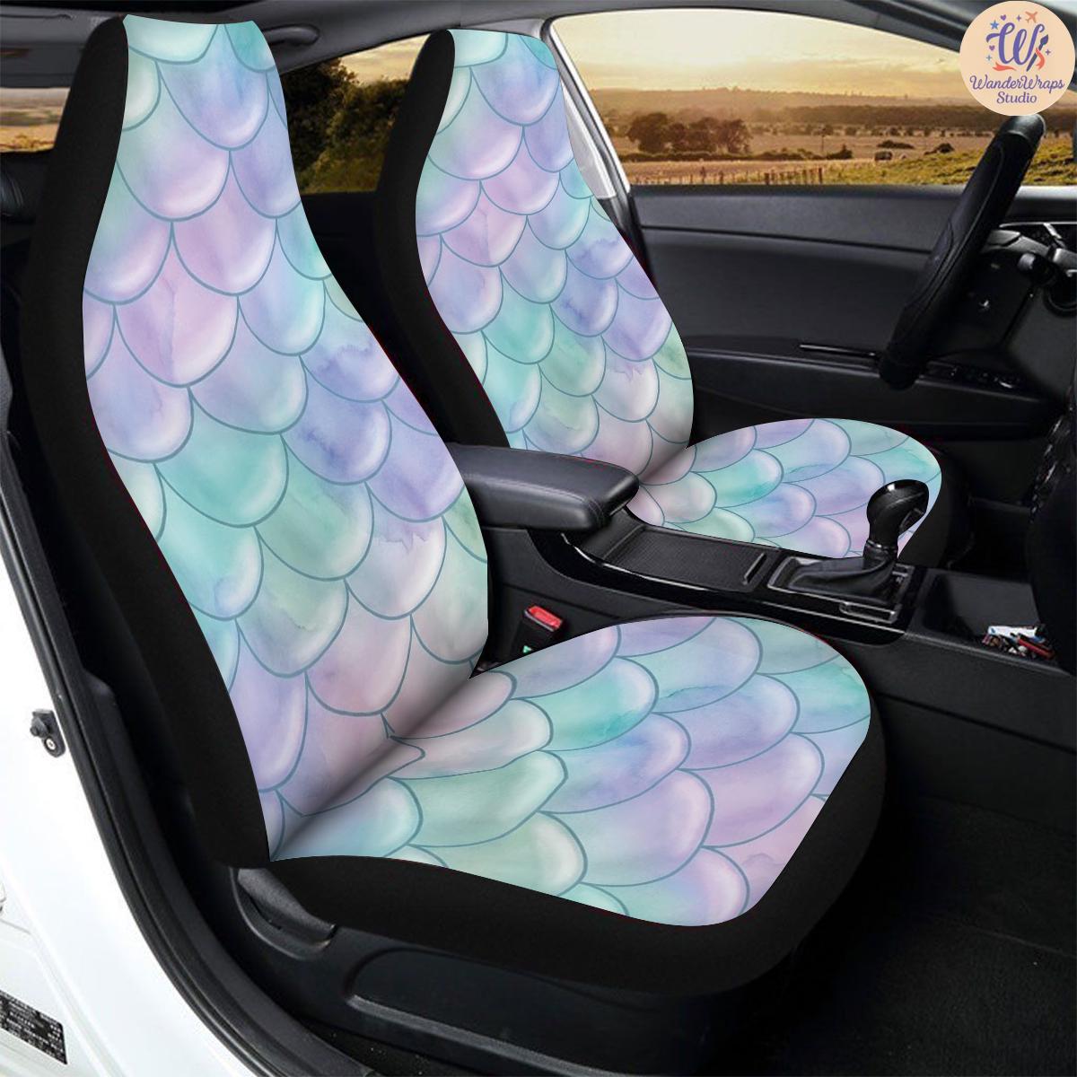 Mermaid Scale Car Seat Covers – High Quality Graphic and Polar Fleece Protector Set