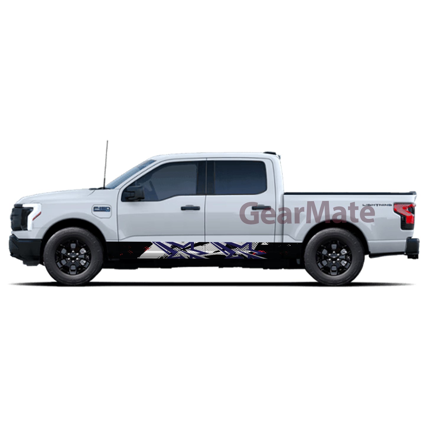 Racing Star White Rocker Panel Graphic Decal Kit (Left & Right Sides) - High Quality Vinyl for Trucks & SUVs