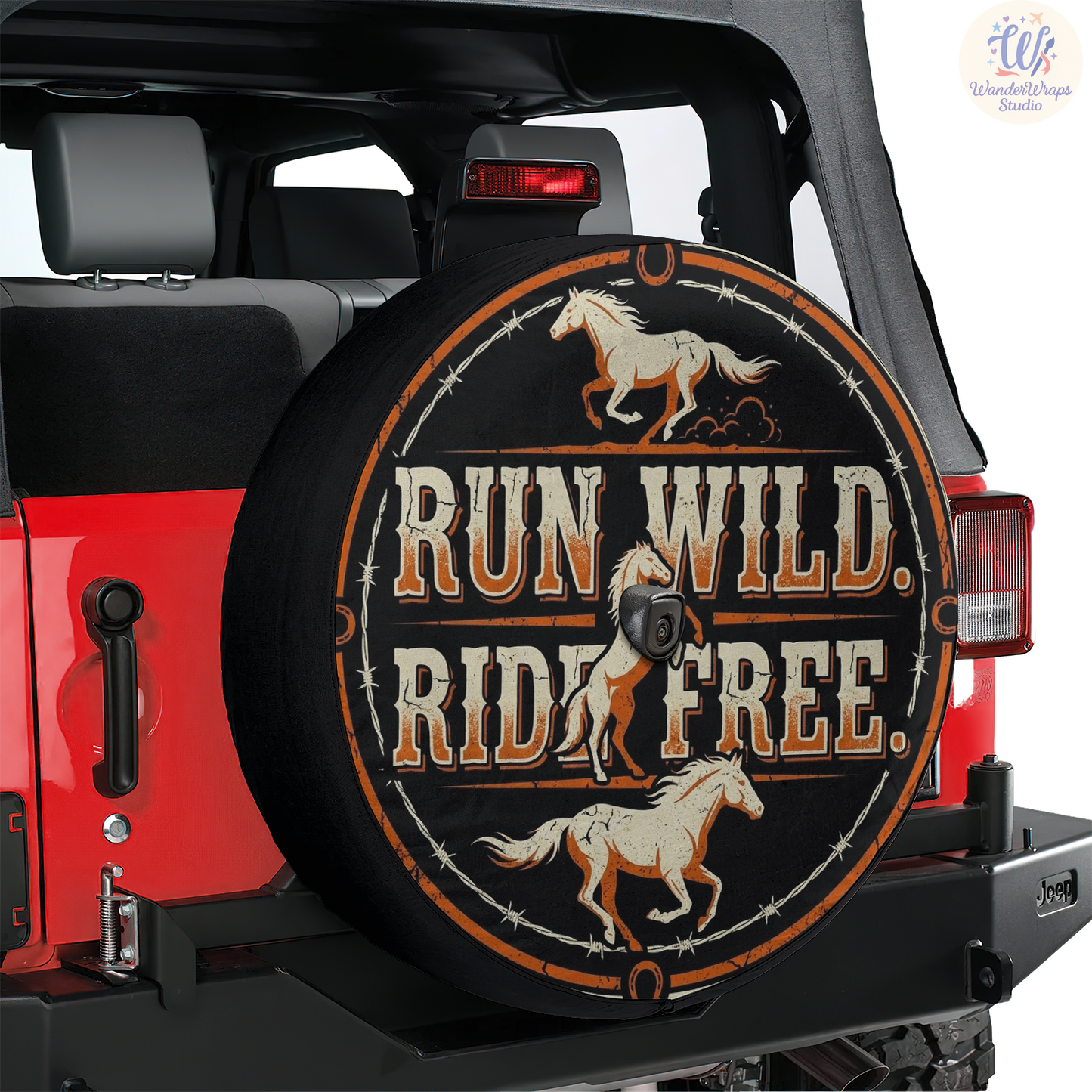 Run Wild Ride Free Spare Tire Cover – Waterproof UV Resistant Protector with Camera Hole