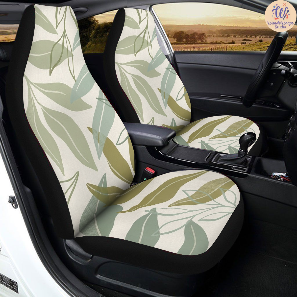 Boho Sage Canopy Car Seat Covers – High Quality Graphic and Polar Fleece Protector Set