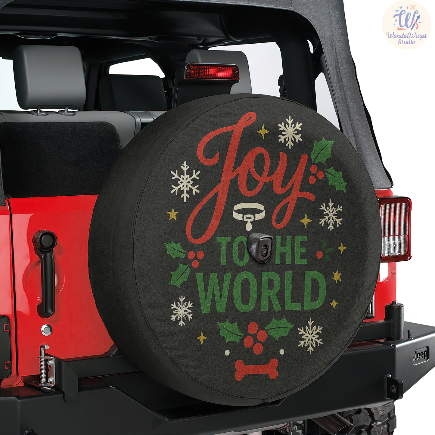 Joy To The World Spare Tire Cover – Waterproof UV Resistant Protector with Camera Hole