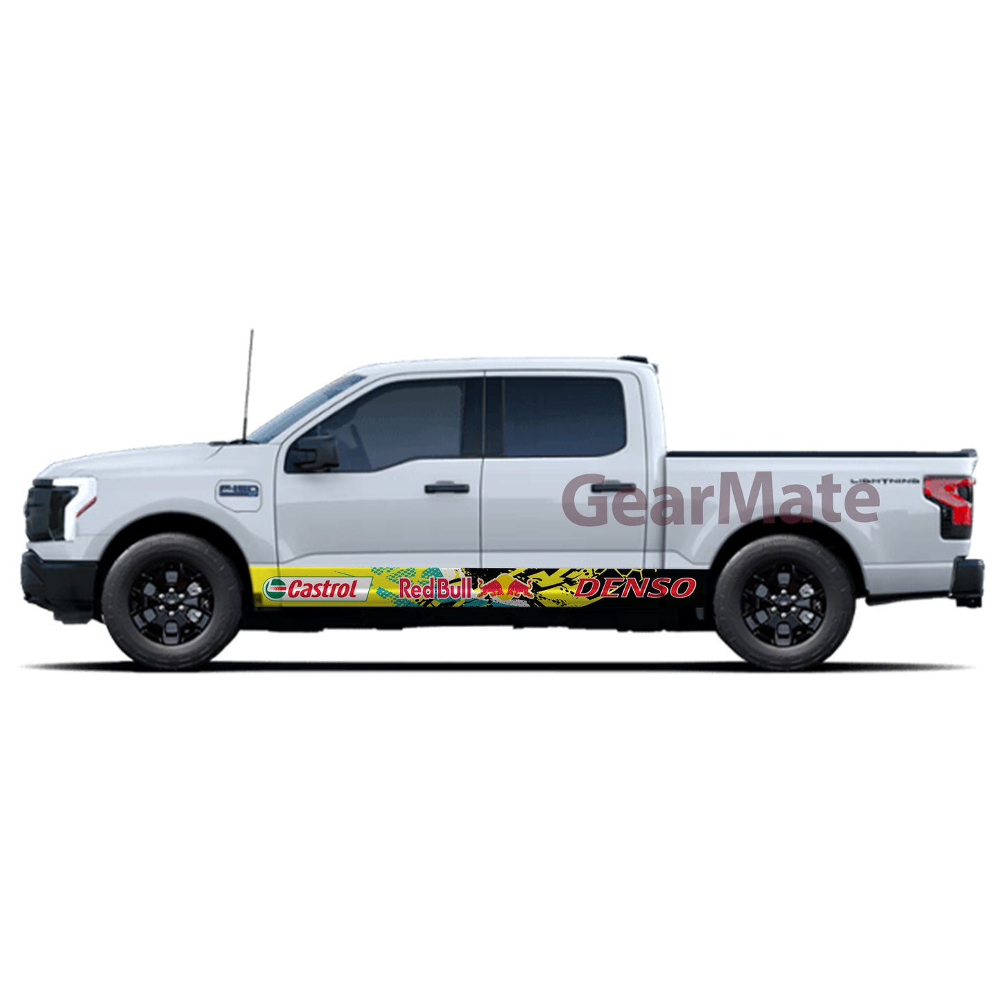 Racing Orange Yellow Denso Castrol Redbull Rocker Panel Graphic Decal Kit (Left & Right Sides) - High Quality Vinyl for Trucks & SUVs