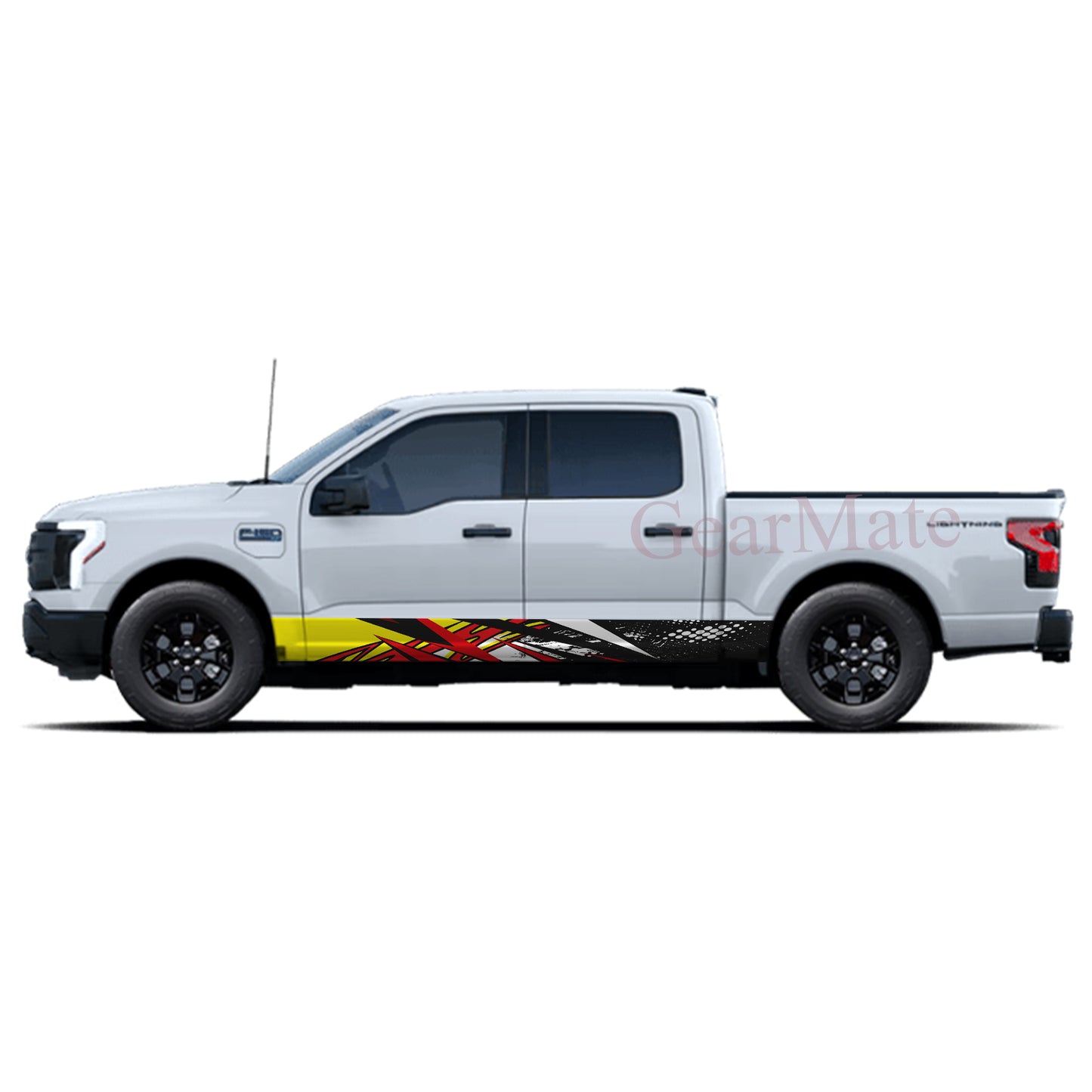Racing Stripe Bolt Red Rocker Panel Graphic Decal Kit (Left & Right Sides) - High Quality Vinyl for Trucks & SUVs
