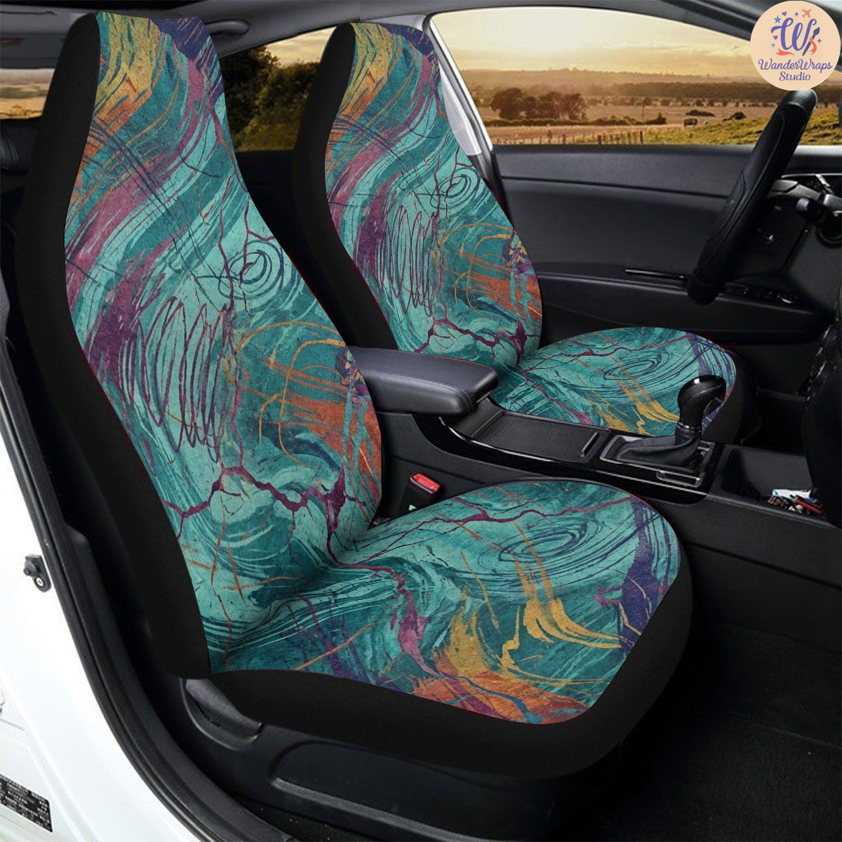 Electric Marble Static Car Seat Covers – High Quality Graphic and Polar Fleece Protector Set