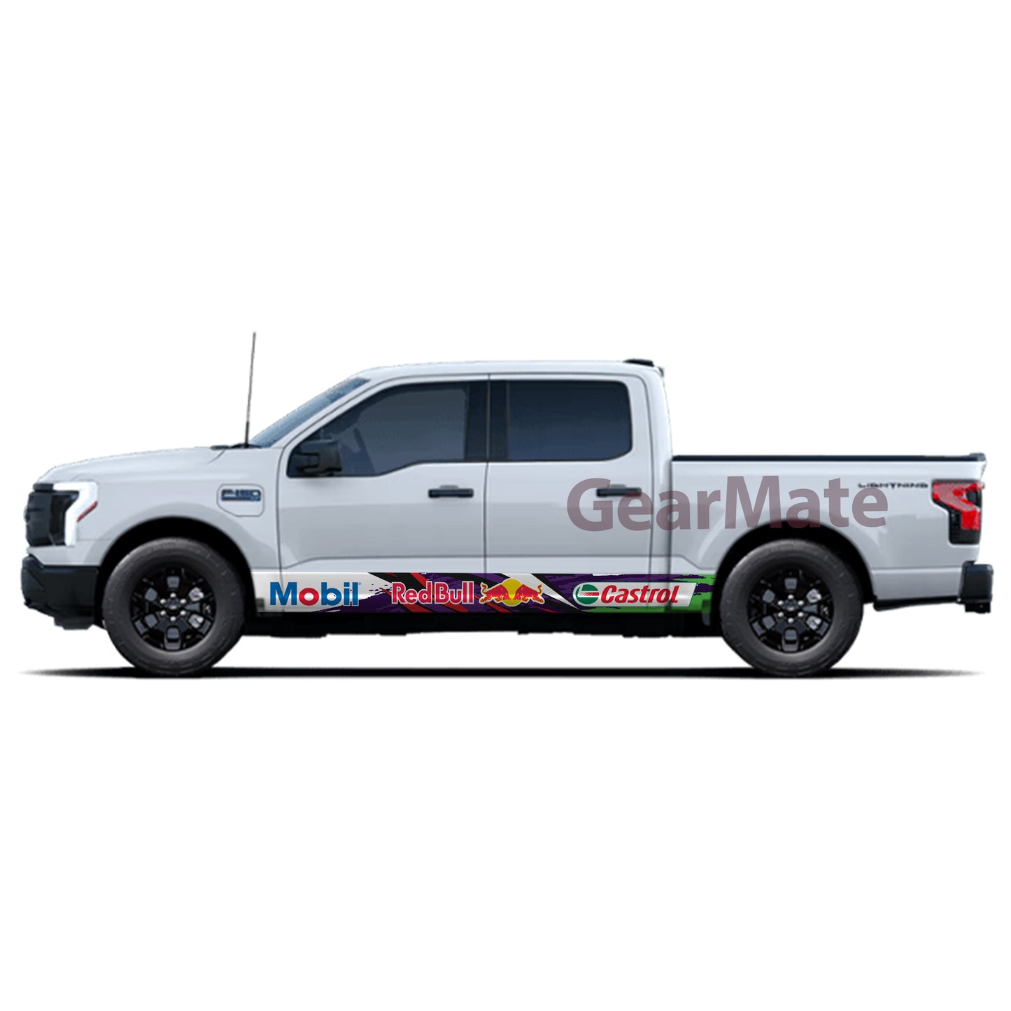 Racing Paint Purple Green Mobil Castrol Redbull Rocker Panel Graphic Decal Kit (Left & Right Sides) - High Quality Vinyl for Trucks & SUVs