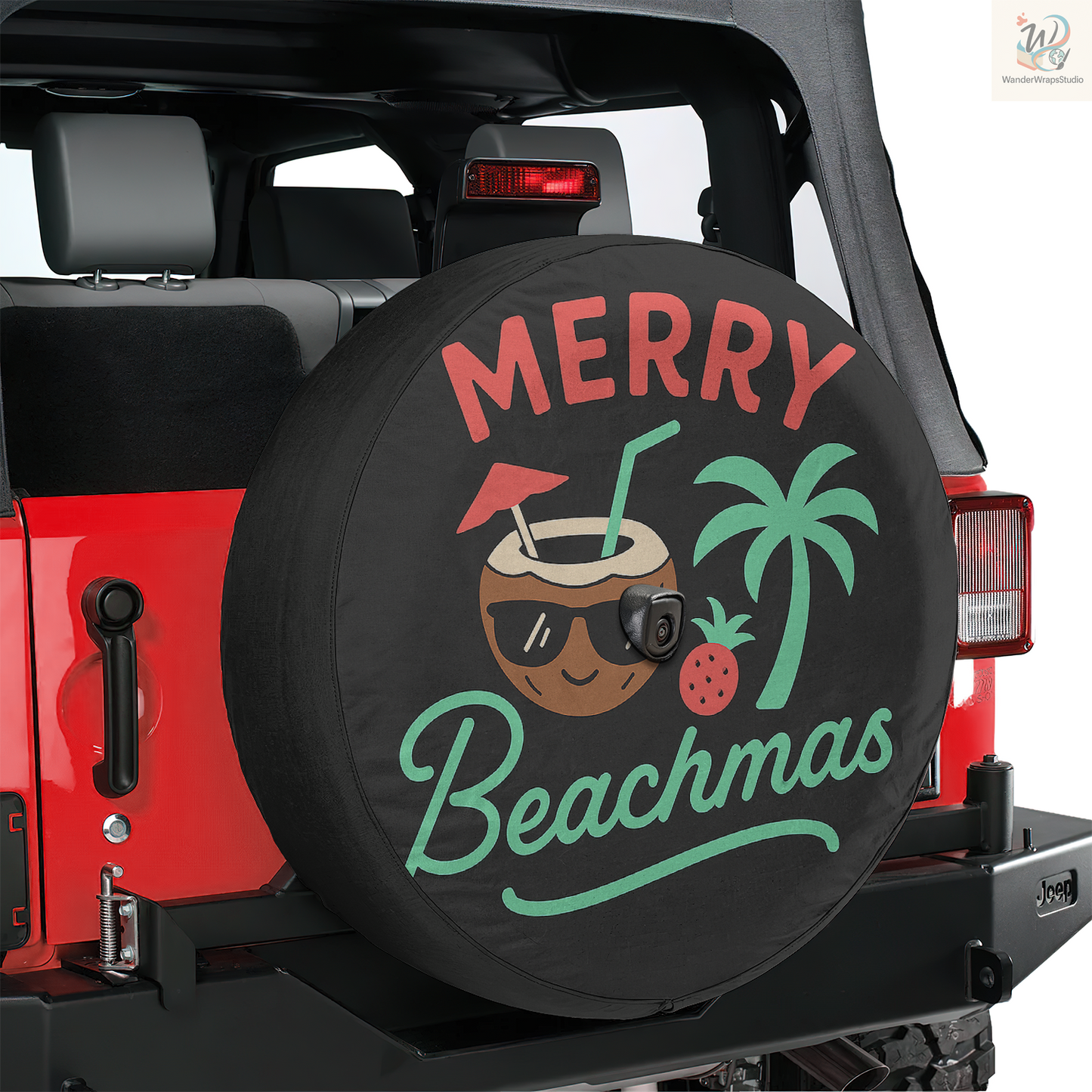 Merry Beachmas Spare Tire Cover – Waterproof UV Resistant Protector with Camera Hole