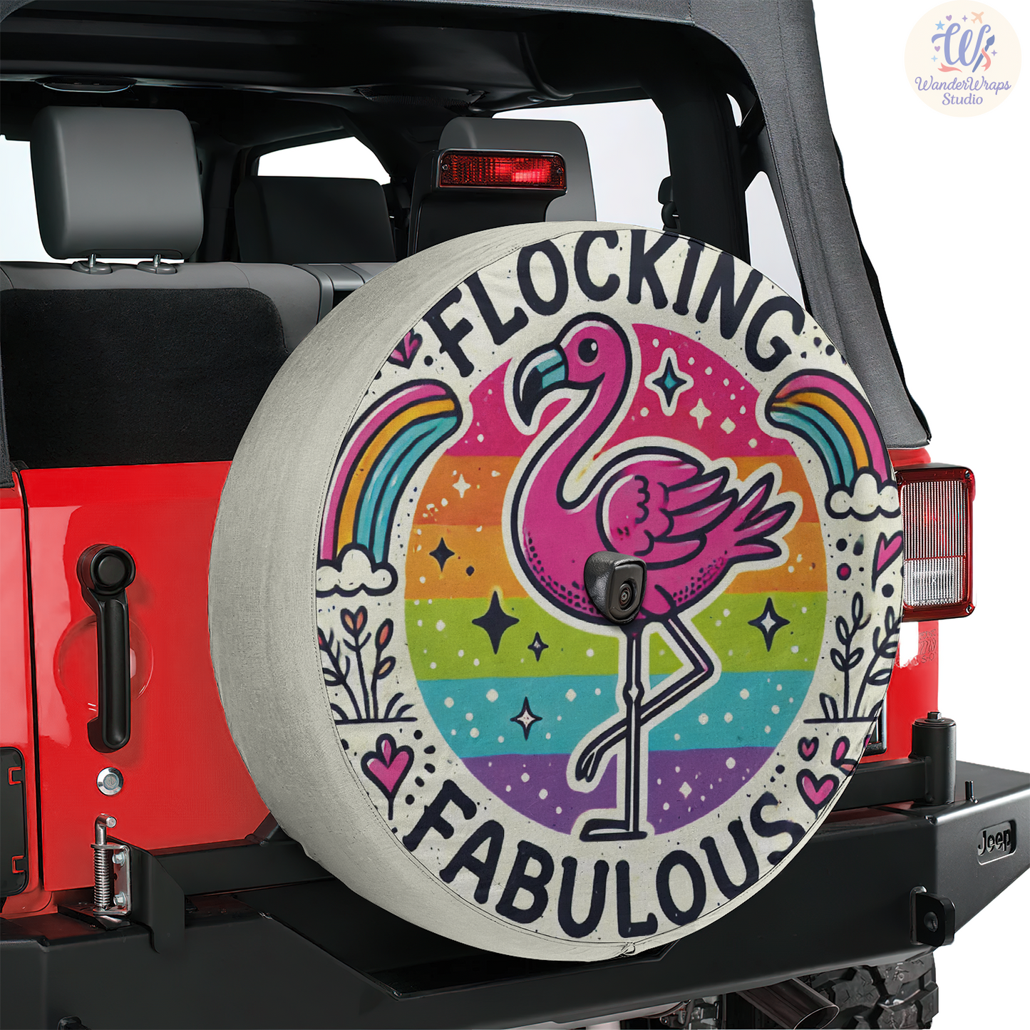 Flocking Fabulous Spare Tire Cover – Waterproof UV Resistant Protector with Camera Hole