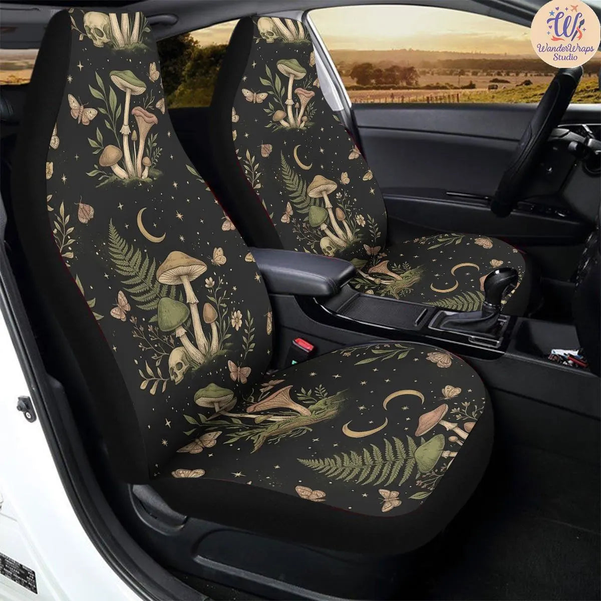 Dark Mystical Woodland Car Seat Covers – High Quality Graphic and Polar Fleece Protector Set