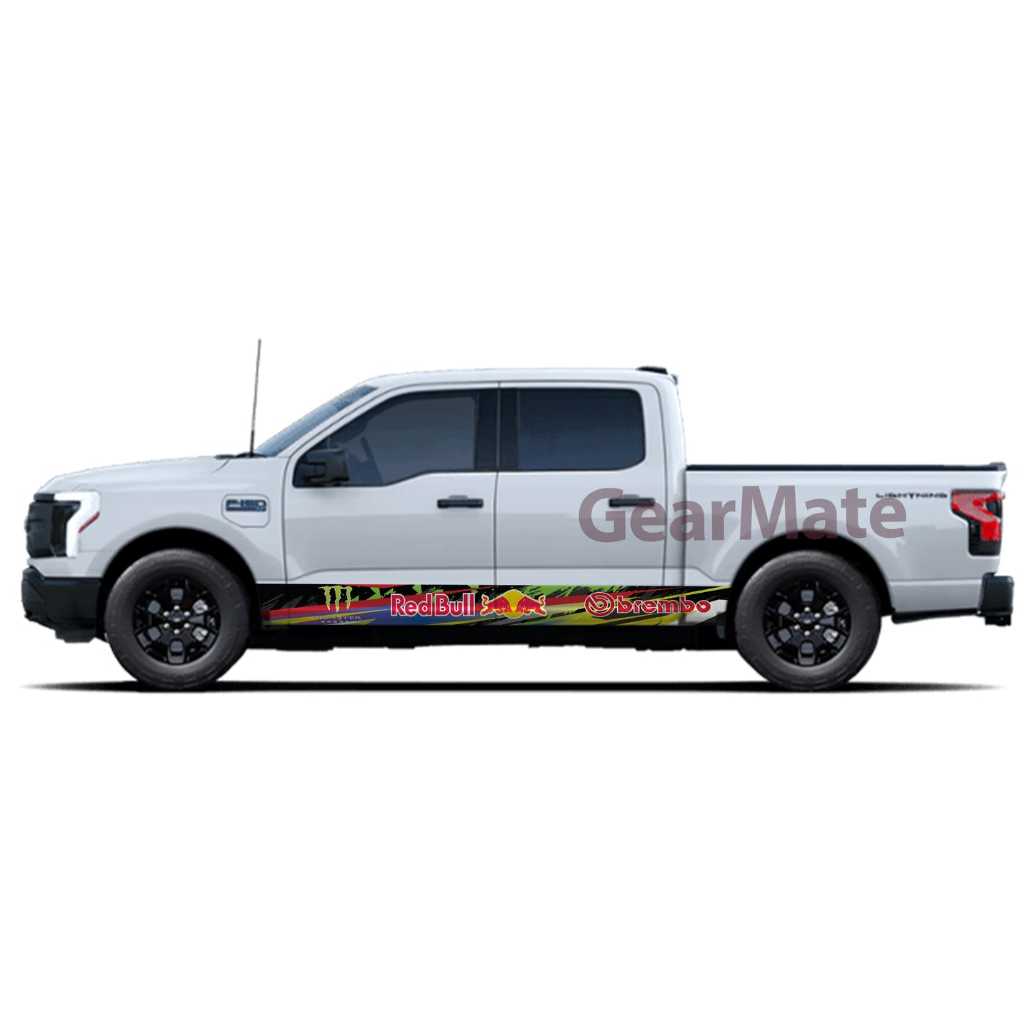 Sport Green Mix Redbull Rocker Panel Graphic Decal Kit (Left & Right Sides) - High Quality Vinyl for Trucks & SUVs
