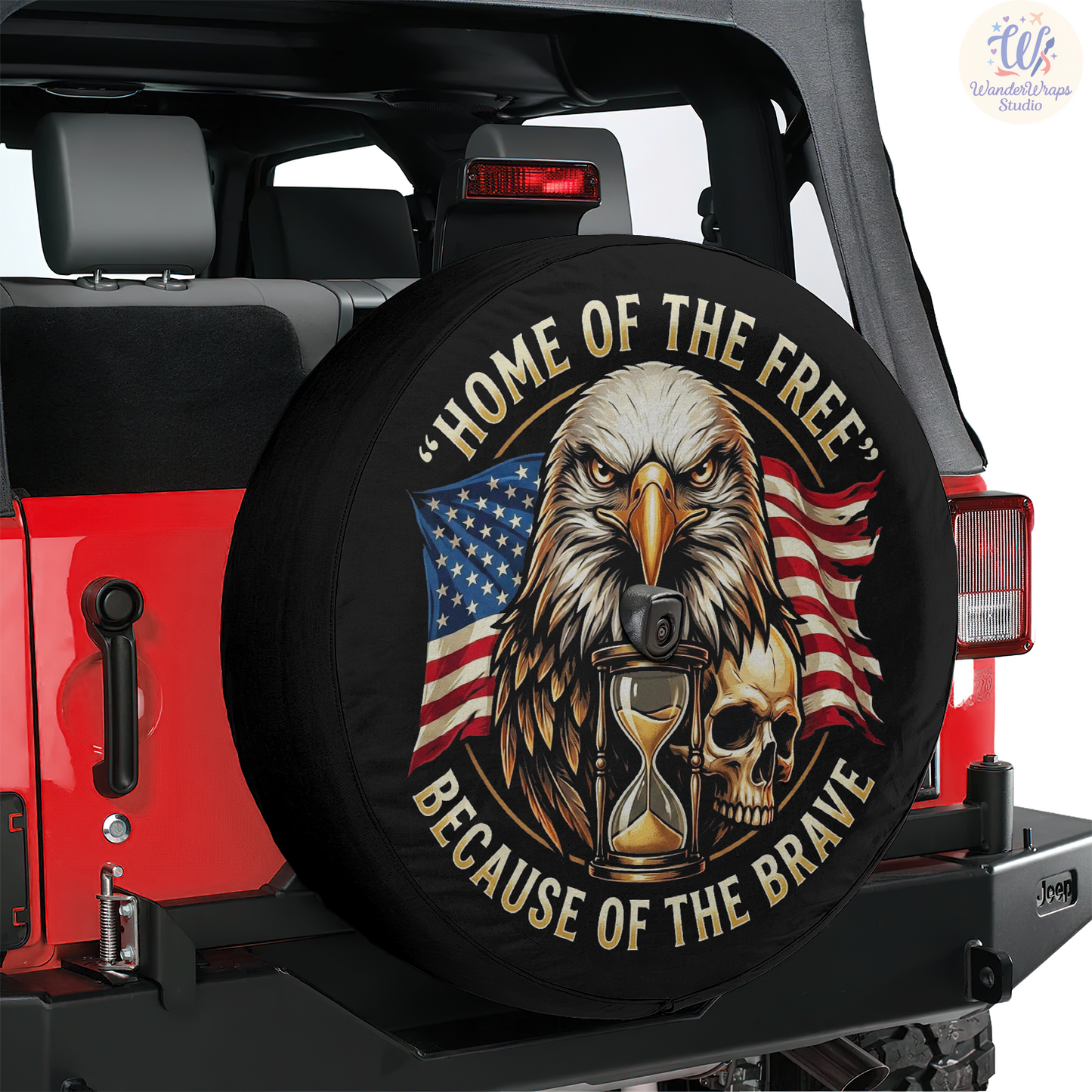 Home of The Free Spare Tire Cover – Waterproof UV Resistant Protector with Camera Hole
