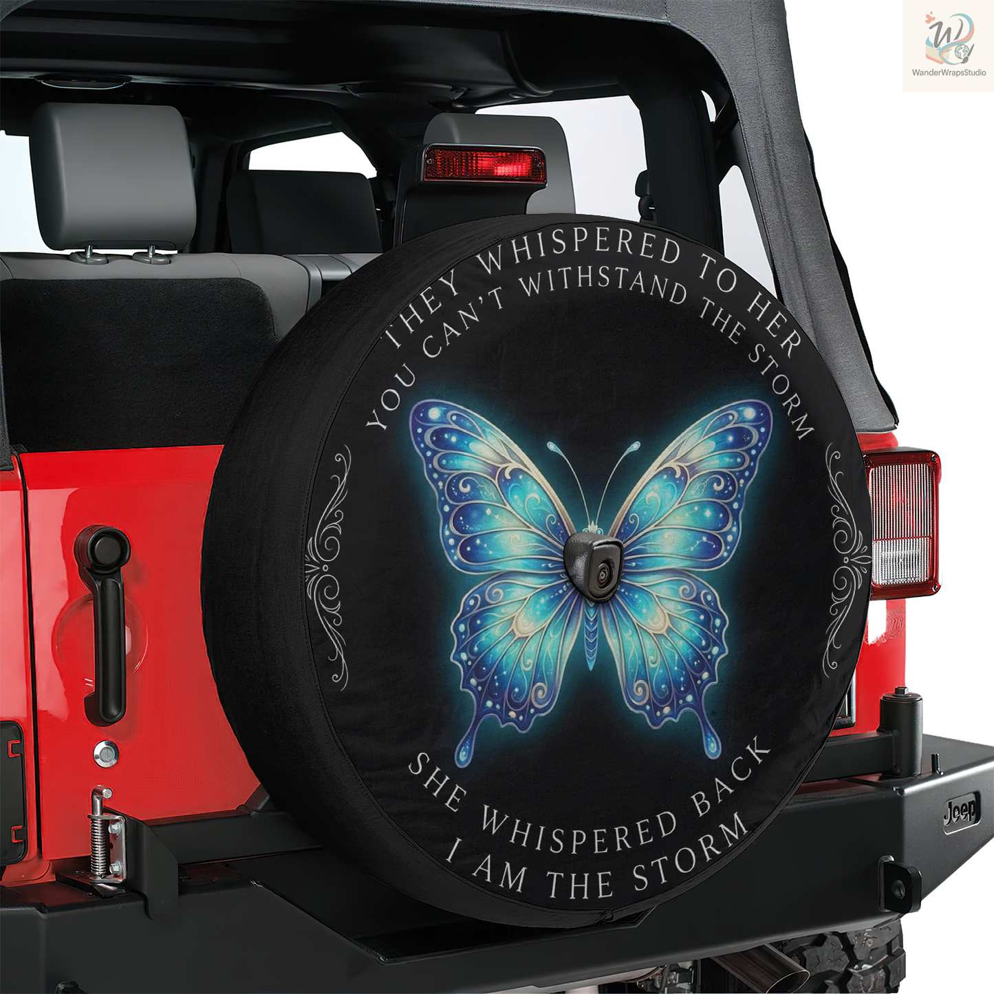Butterfly I Am The Stom Spare Tire Cover – Waterproof UV Resistant Protector with Camera Hole