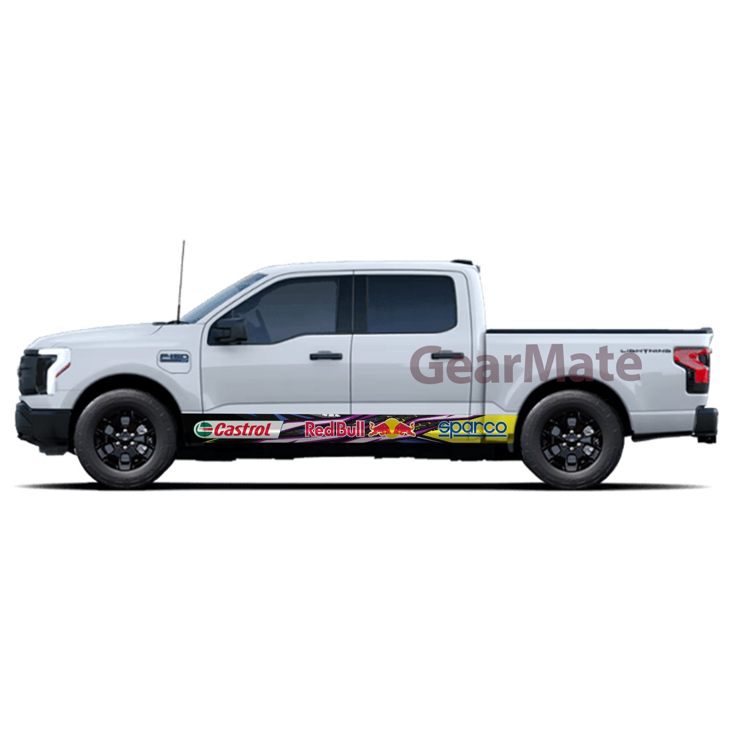 Sport Racing Blue PY Sparco Castrol Redbull Rocker Panel Graphic Decal Kit (Left & Right Sides) - High Quality Vinyl for Trucks & SUVs