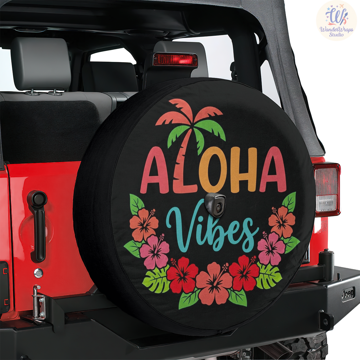 Aloha Vibes Spare Tire Cover – Waterproof UV Resistant Protector with Camera Hole